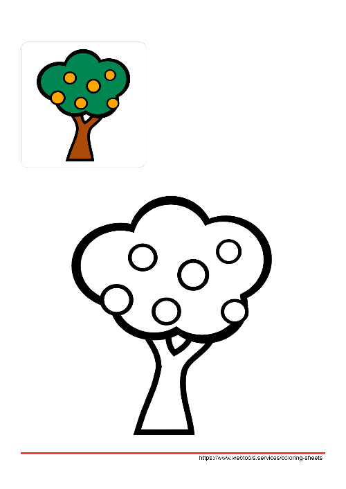 Tree With Fruits Coloring Sheet