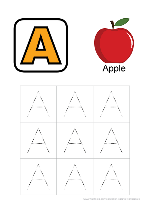 Alphabet 'A' Tracing Sheet PDF