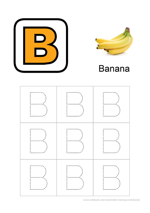 Alphabet 'B' Tracing Worksheet PDF