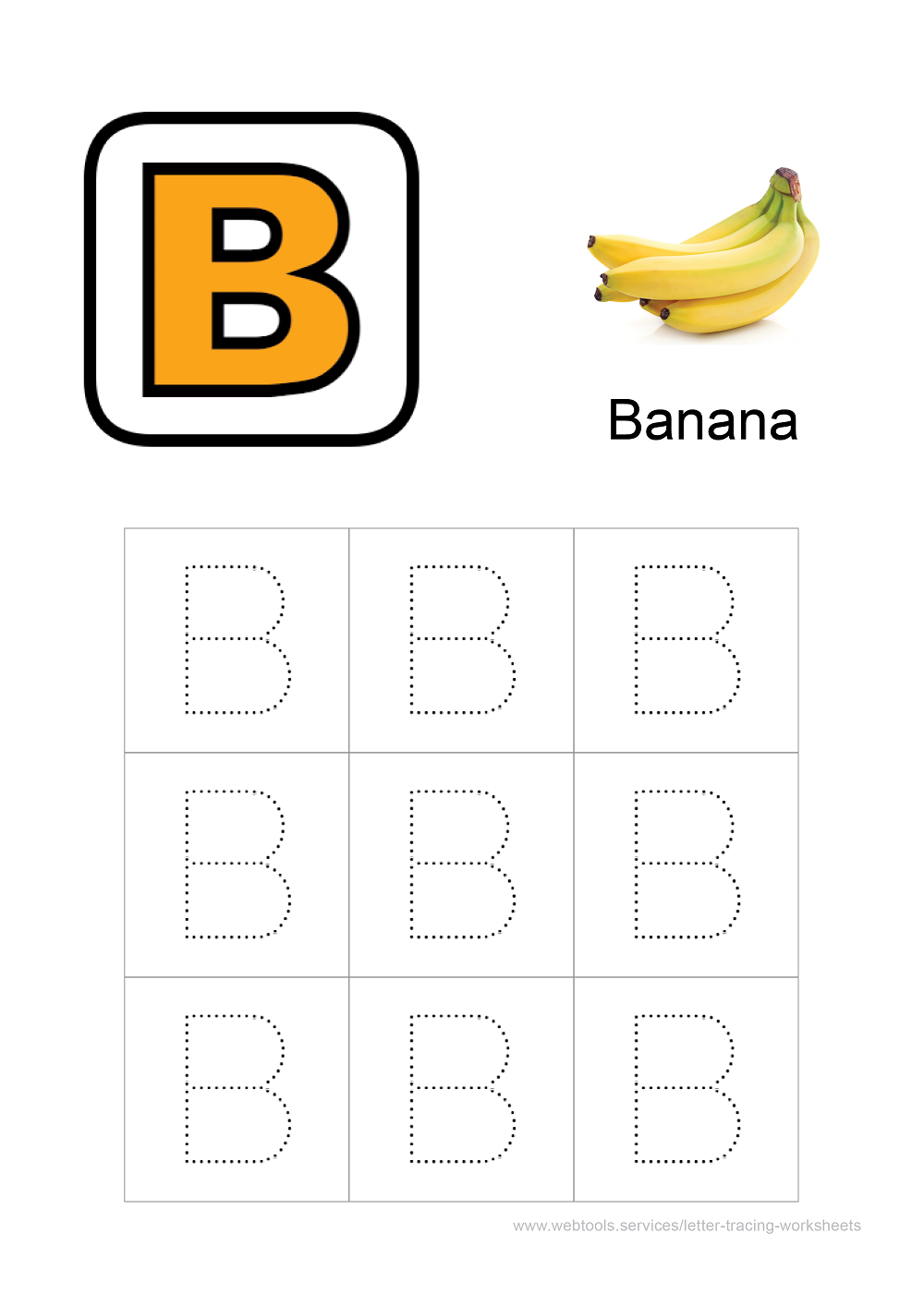 alphabet b tracing worksheet