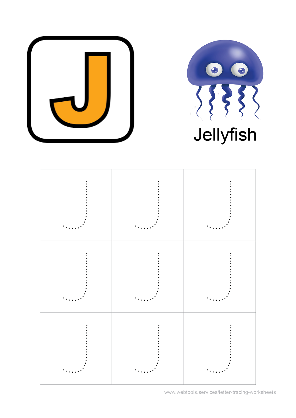 alphabet j tracing worksheet