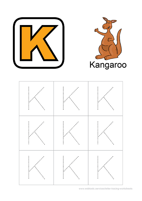 Alphabet 'K' Tracing Worksheet PDF