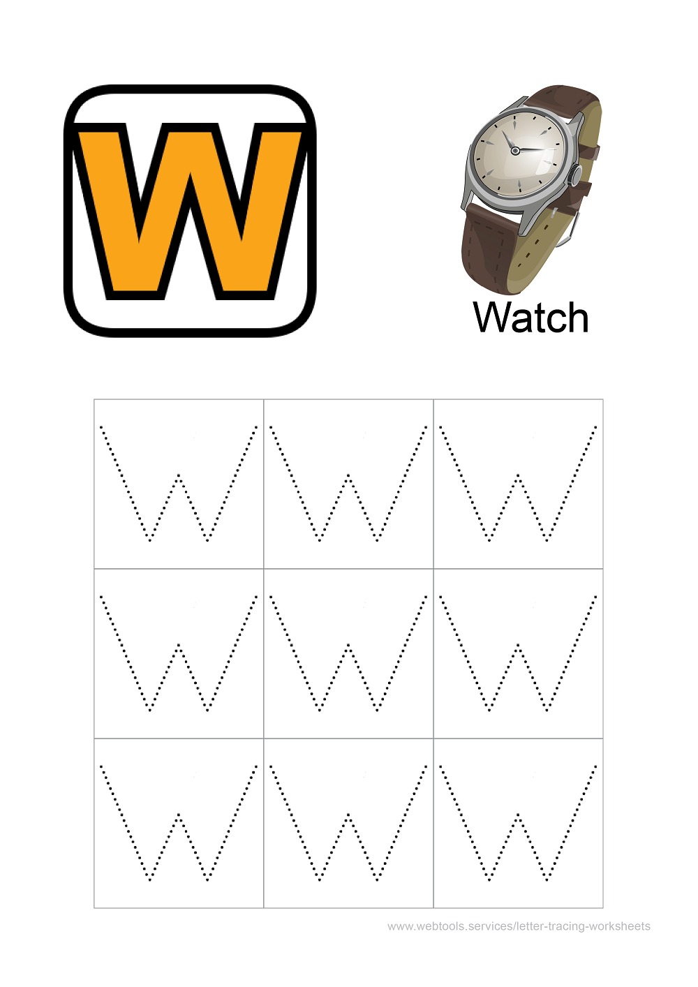 alphabet w tracing worksheet