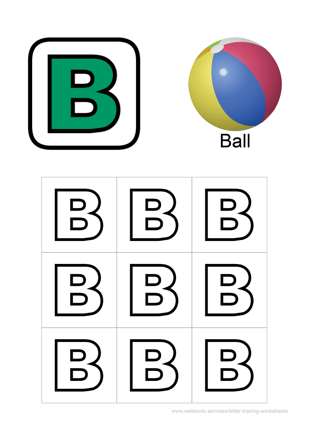 Letter 'B' Coloring Worksheet PDF
