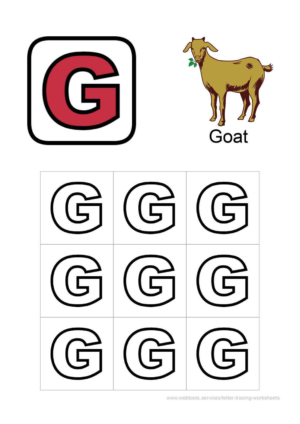 letter g coloring sheet