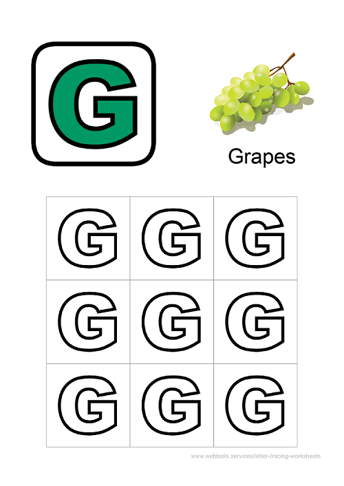 Letter 'G' Coloring Worksheet PDF