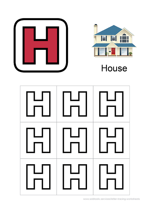Letter 'H' Coloring Sheet PDF