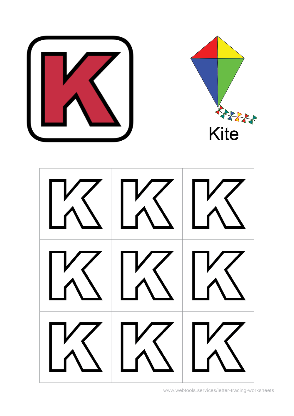 Letter 'K' Coloring Sheet PDF