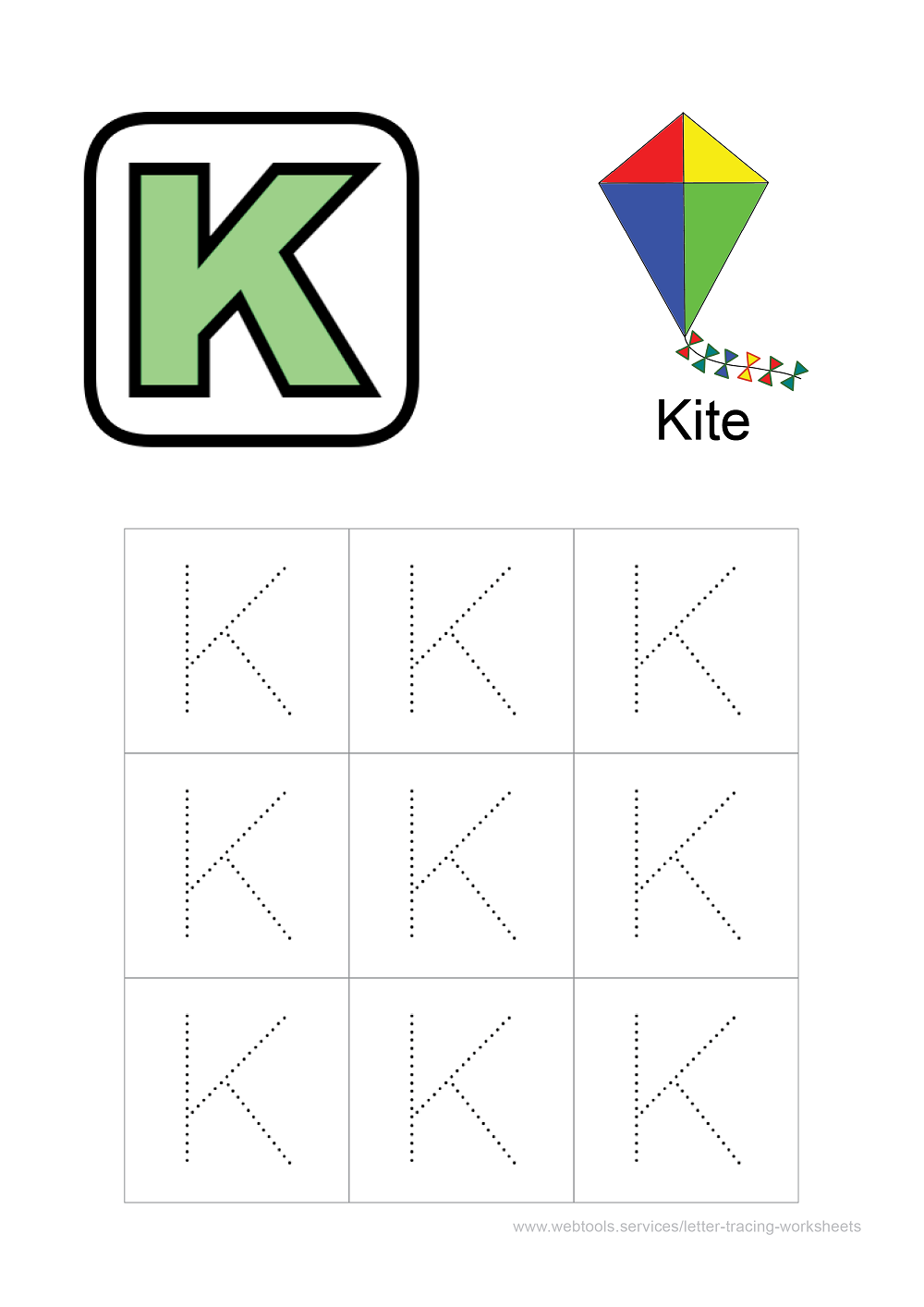 letter k tracing worksheet
