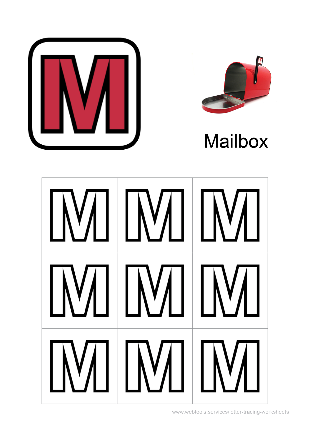 Letter 'M' Coloring Sheet PDF