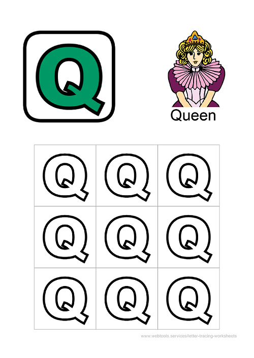 Letter 'Q' Coloring Worksheet PDF
