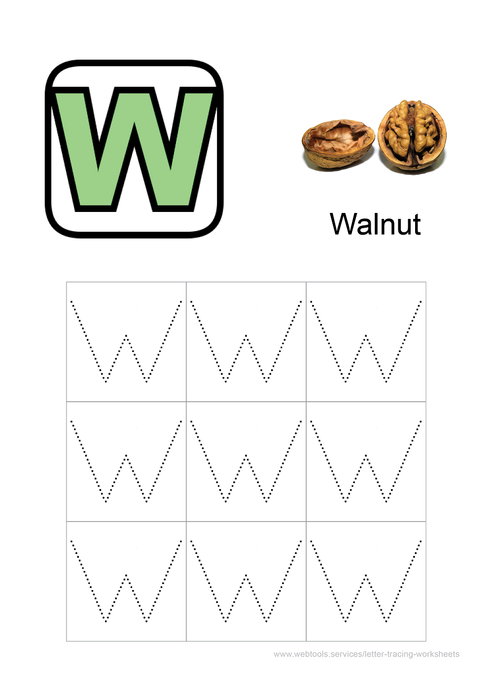 letter w tracing worksheet