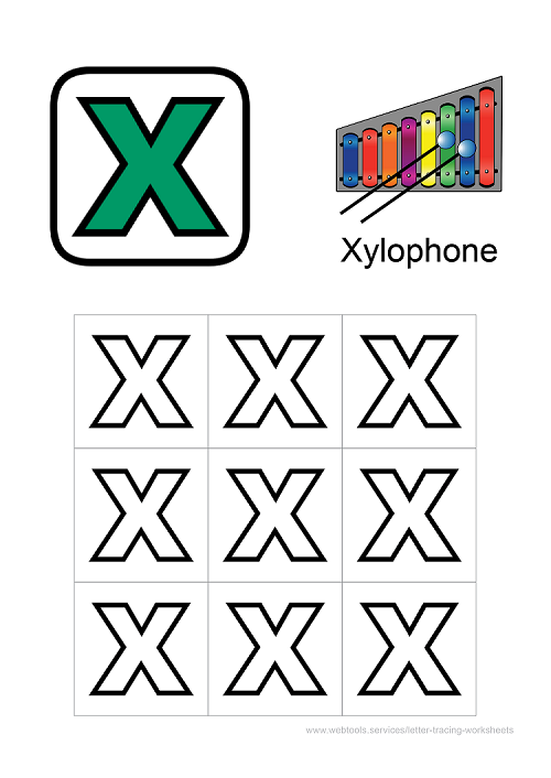 Letter 'X' Coloring Worksheet PDF