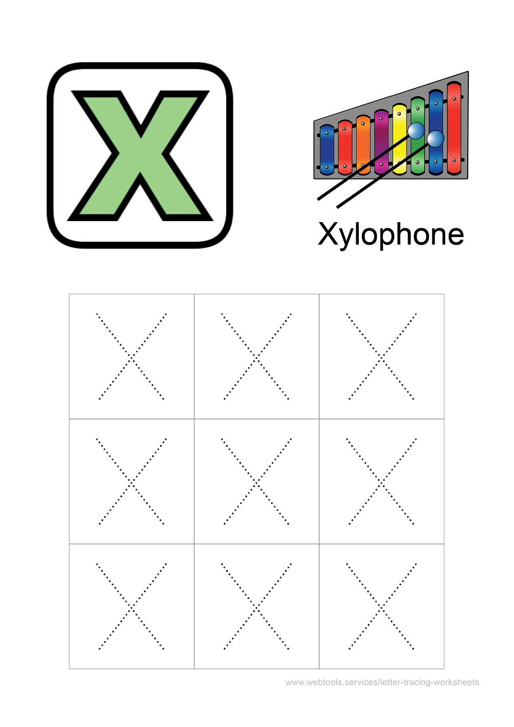 letter x tracing worksheet