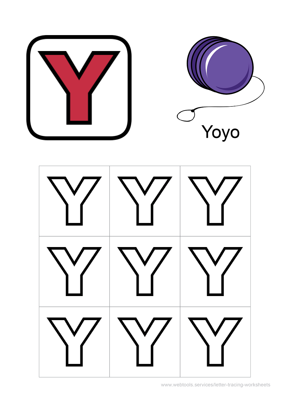 Letter 'Y' Coloring Sheet PDF