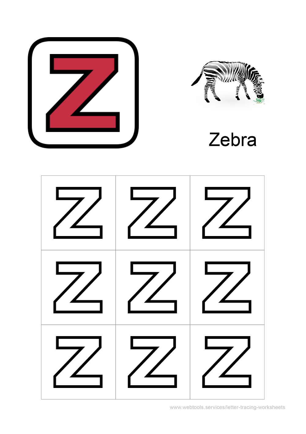 letter z coloring sheet