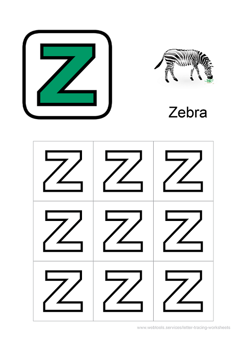 Letter 'Z' Coloring Worksheet PDF