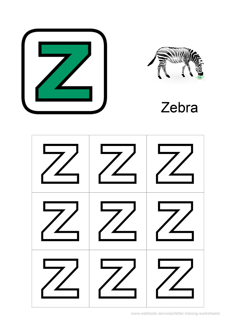 letter z coloring worksheet