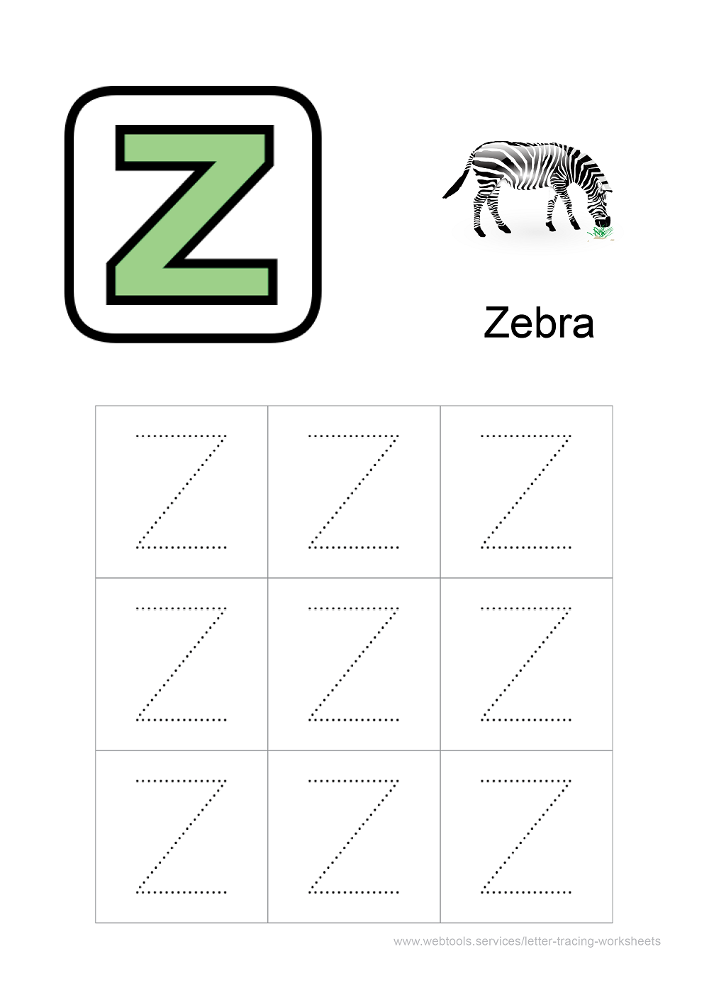 letter z tracing worksheet