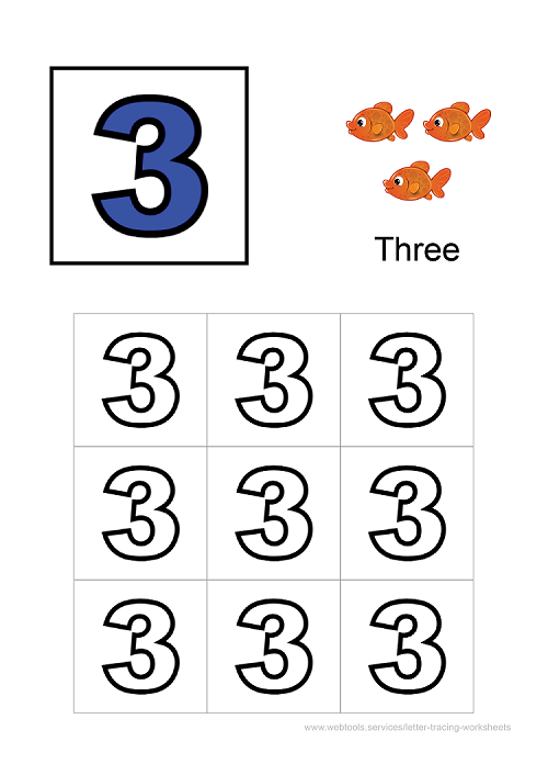 Number '3' Coloring Sheet PDF