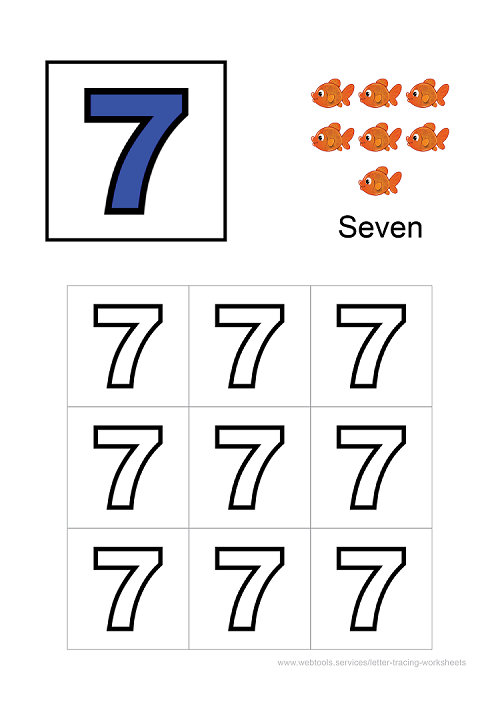 Number '7' Coloring Sheet PDF