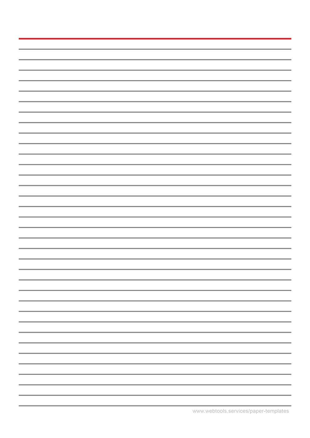 Black Line Writing Paper Template With Horizontal Red Margin And 7_1mm Line Height
