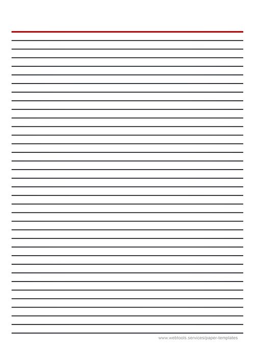Black Line Writing Paper Template With Horizontal Red Margin And 7_1mm Line Height
