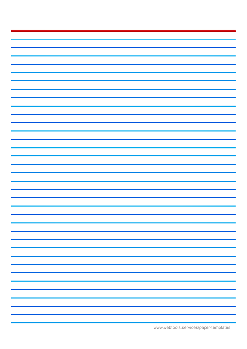 Blue Line Writing Paper Template With Horizontal Red Margin And 7_1mm Line Height