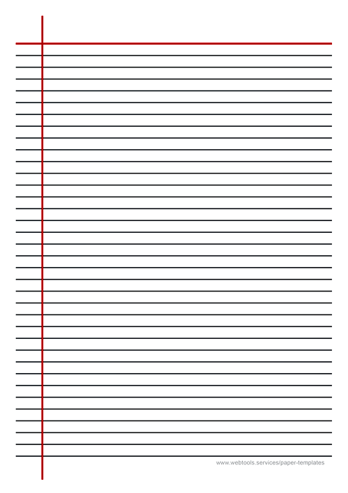 Black Line Writing Paper Template With Horizontal And Vertical Margins And 7.1mm Line Height