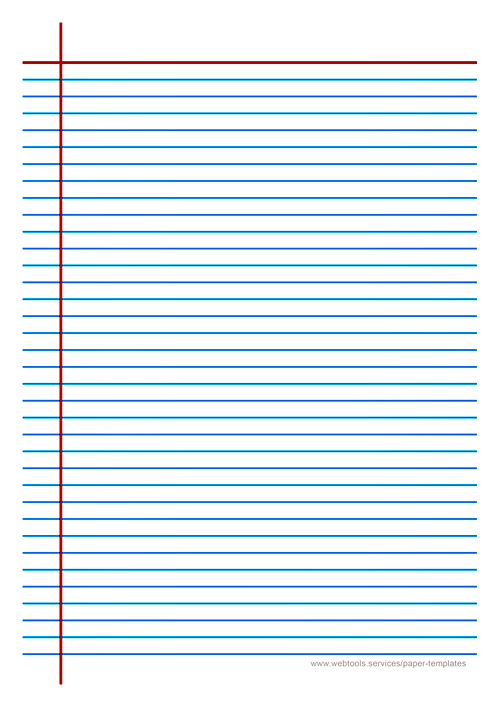 Blue Line Writing Paper Template With Horizontal And Vertical Margins And 7.1mm Line Height